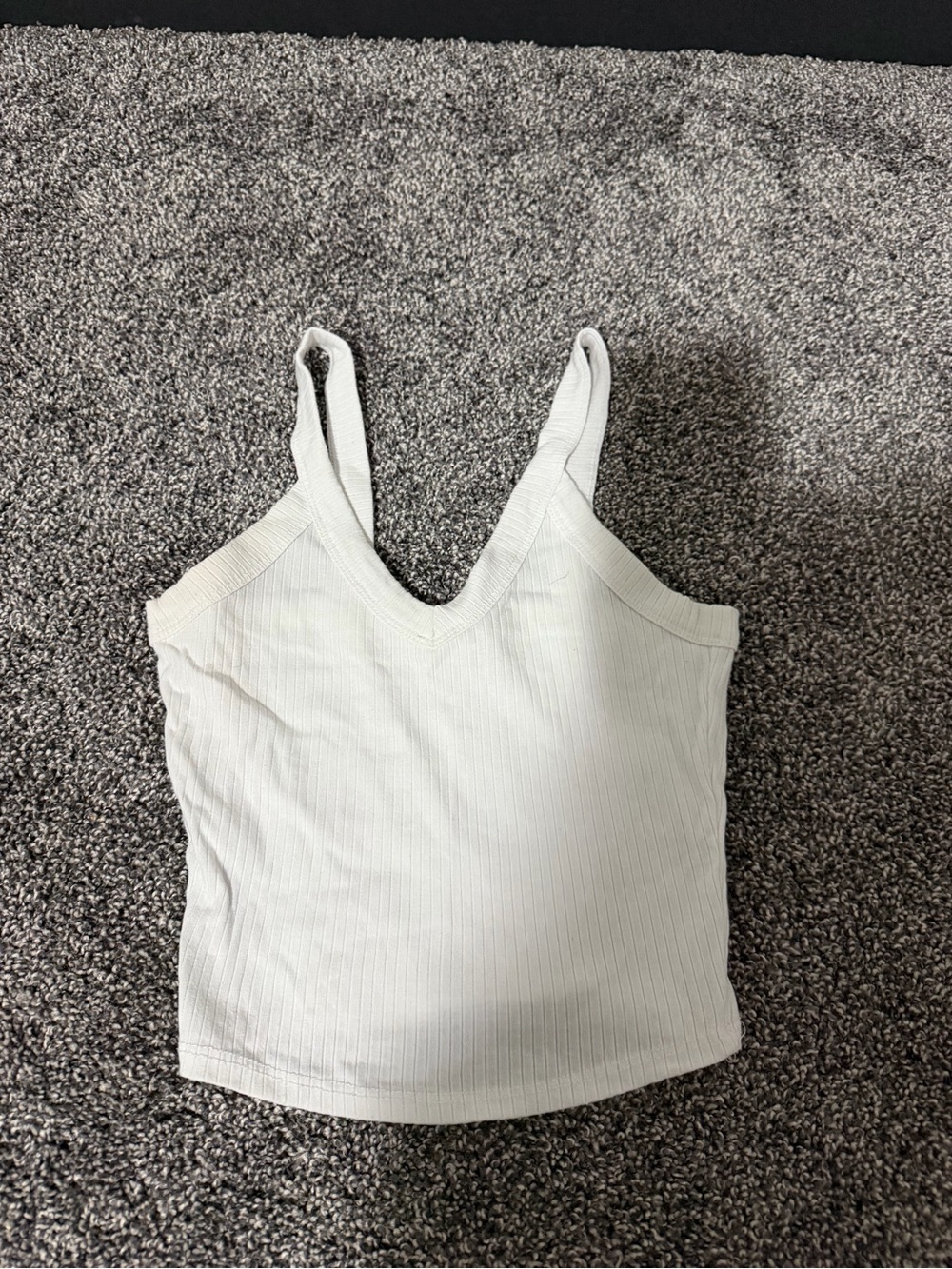 Tilly's Cream Ribbed V-Neck Tank Top